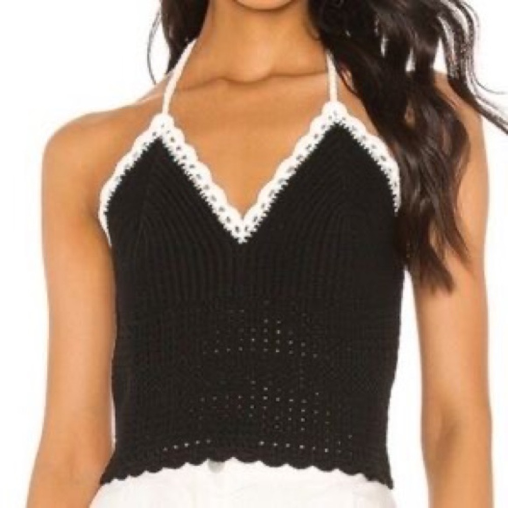 NWT Alice + Olivia Black Crocheted Top